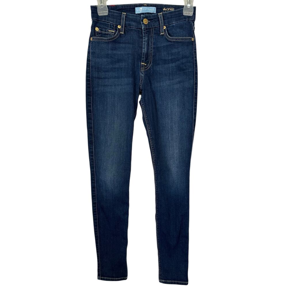7 for All Mankind b(air) Denim The Skinny Ankle Jeans Dark Wash Size 24 - Picture 2 of 10